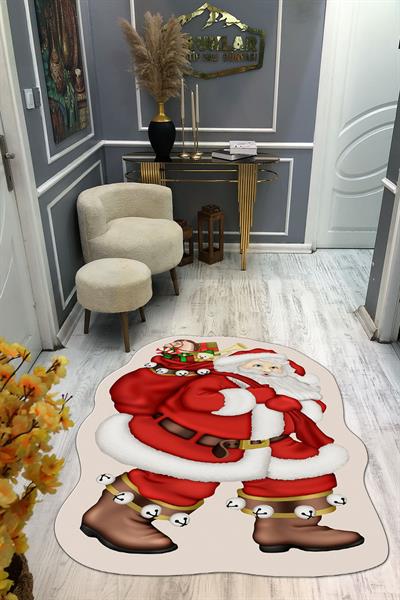 Kaymaz Taban Yıkanabilir Dijital Baskı Yılbaşı Desenli Dot Taban Halı