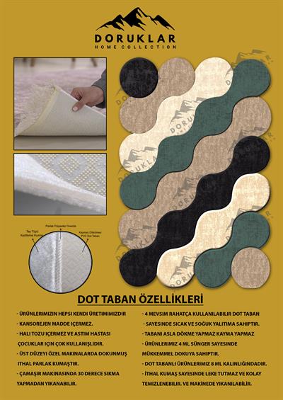 Kaymaz Taban Yıkanabilir Dijital Baskı Dekoratif Modern Desenli Elegance Serisi Lazer Kesim Dot Taban Halı ELG37