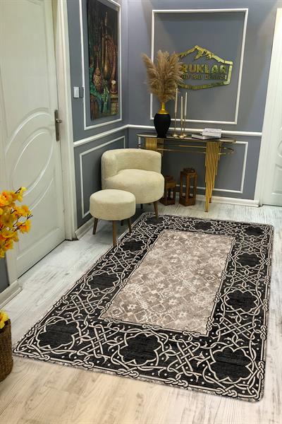Kaymaz Taban Yıkanabilir Dijital Baskı Dekoratif Modern Desenli Dot Taban Halı Nova Serisi NV56