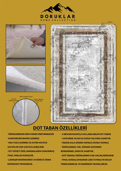 Kaymaz Taban Yıkanabilir Dijital Baskı Eskitme Desenli Salon Halısı