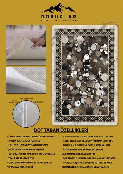 Kaymaz Taban Yıkanabilir Dijital Baskı Dekoratif Modern Desenli Dot Taban Halı Nova Serisi NV37