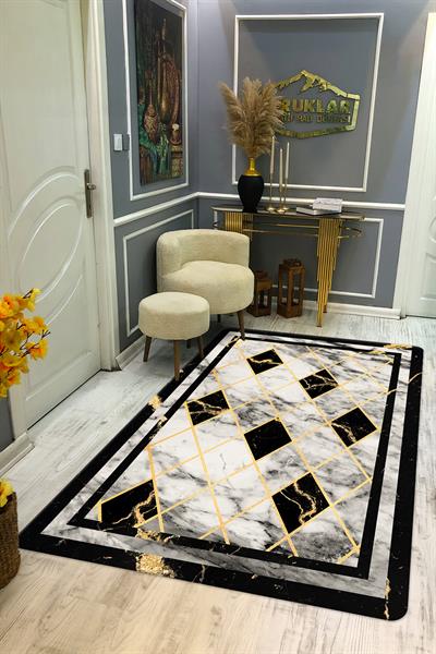 Kaymaz Taban Yıkanabilir Dijital Baskı Dekoratif Modern Desenli Dot Taban Halı Nova Serisi NV78