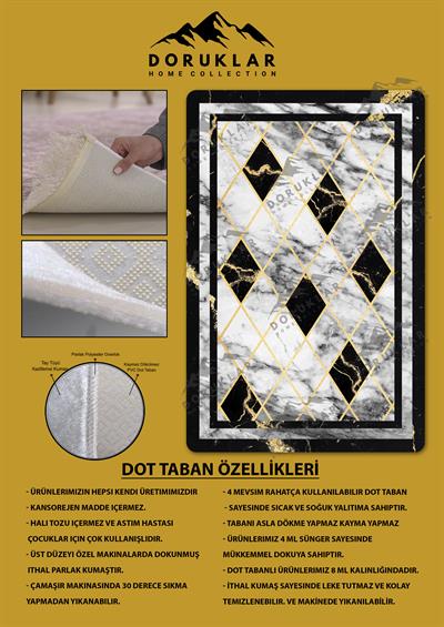 Kaymaz Taban Yıkanabilir Dijital Baskı Dekoratif Modern Desenli Dot Taban Halı Nova Serisi NV78