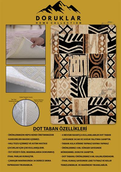 Kaymaz Taban Yıkanabilir Dijital Baskı Dekoratif Modern Desenli Marry Serisi Dot Taban Halı MRY04