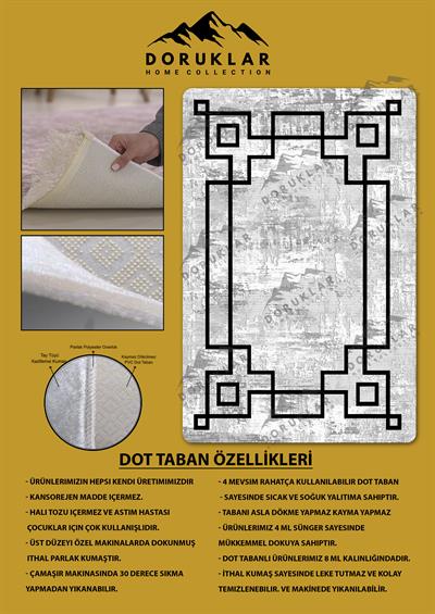 Kaymaz Taban Yıkanabilir Dijital Baskı Dekoratif Modern Desenli Dot Taban Halı Nova Serisi NV119