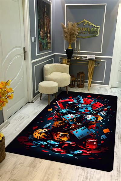 Kaymaz Taban Yıkanabilir Dijital Baskı Dekoratif Modern Desenli Dot Taban Halı CAS08
