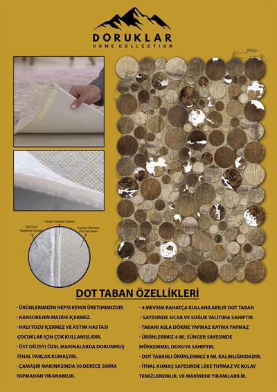 Kaymaz Taban Yıkanabilir Dijital Baskı Dekoratif Modern Desenli Elegance Serisi Lazer Kesim Dot Taban Halı ELG56