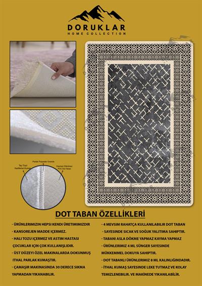 Kaymaz Taban Yıkanabilir Dijital Baskı Dekoratif Modern Desenli Dot Taban Halı Nova Serisi NV125