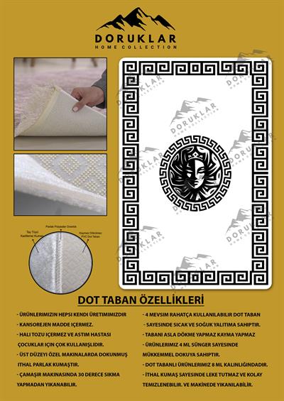 Kaymaz Taban Yıkanabilir Dijital Baskı Dekoratif Modern Desenli Apollo Serisi Dot Taban Halı AP04