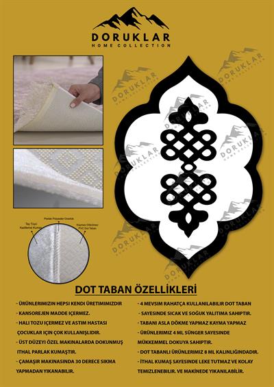 Kaymaz Taban Yıkanabilir Dijital Baskı Dekoratif Modern Desenli Elegance Serisi Lazer Kesim Dot Taban Halı ELG04