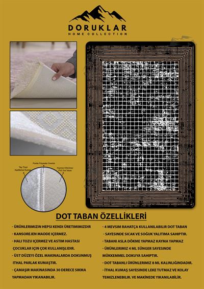 Kaymaz Taban Yıkanabilir Dijital Baskı Dekoratif Modern Desenli Dot Taban Halı Nova Serisi NV66