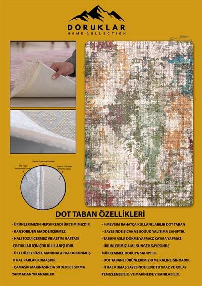 Kaymaz Taban Yıkanabilir Dijital Baskı Eskitme Desenli Salon Halısı