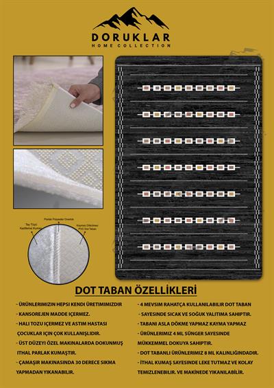 Kaymaz Taban Yıkanabilir Dijital Baskı Dekoratif Modern Desenli Dot Taban Halı Nova Serisi NV127