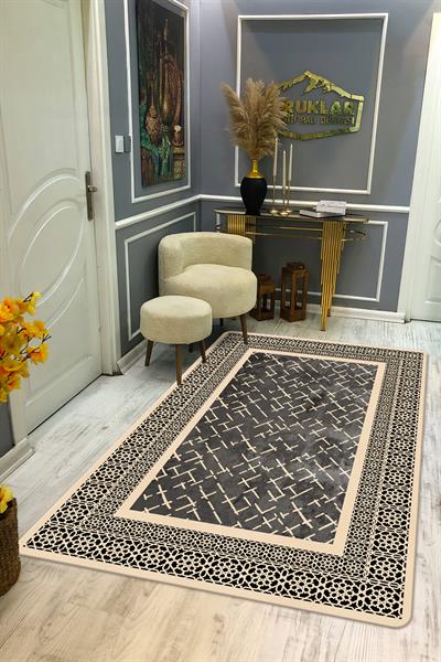 Kaymaz Taban Yıkanabilir Dijital Baskı Dekoratif Modern Desenli Dot Taban Halı Nova Serisi NV125