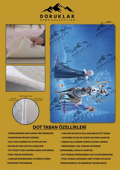 Kaymaz Taban Yıkanabilir Elsa Frozen Desenli Çocuk Halısı