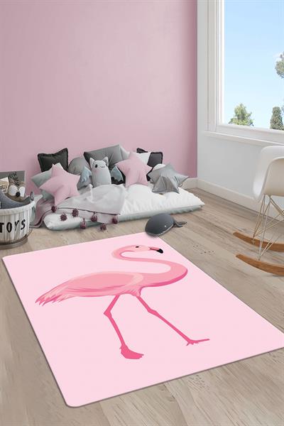 Kaymaz Taban Yıkanabilir Flamingo Desenli Çocuk Halısı