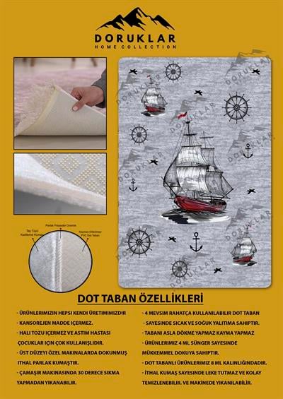 Kaymaz Taban Yıkanabilir Gemi Desenli Çocuk Halısı