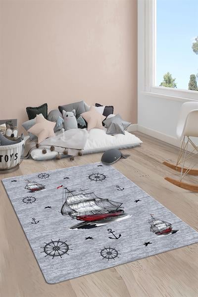 Kaymaz Taban Yıkanabilir Gemi Desenli Çocuk Halısı