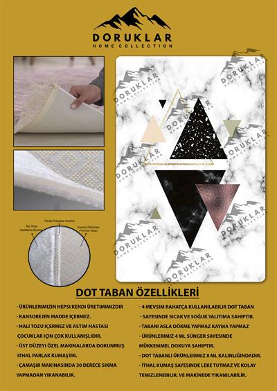 Kaymaz Taban Yıkanabilir Geometrik Desenli Dijital Baskı Modern Desenli Halı