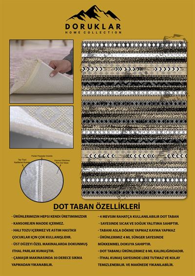 Kaymaz Taban Yıkanabilir Geometrik Desenli Dijital Baskı Modern Desenli Halı