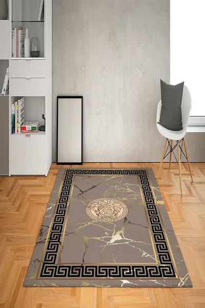 Kaymaz Taban Yıkanabilir Granitli Çerçeveli Medusa Desenli Dot Taban Halı