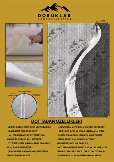 Kaymaz Taban Yıkanabilir Gri Modern Desen Vintage Halı