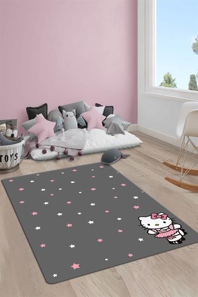 Kaymaz Taban Yıkanabilir Hello Kitty Desenli Çocuk Halısı