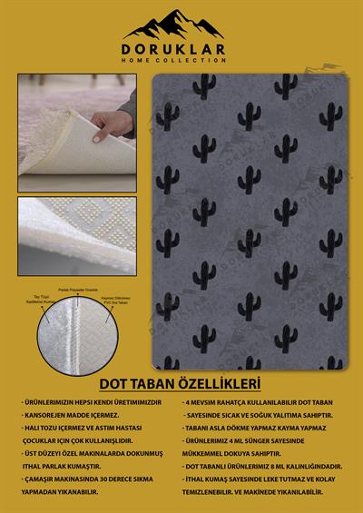 Kaymaz Taban Yıkanabilir Kaktüs Desenli Çocuk Halısı