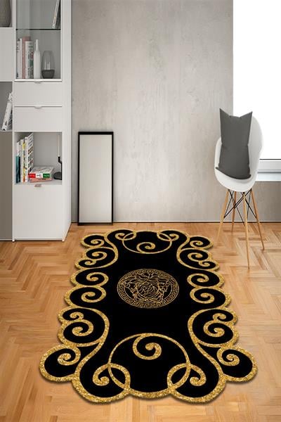 Kaymaz Taban Yıkanabilir Lazer Kesim Medusa Desenli Dot Taban Halı