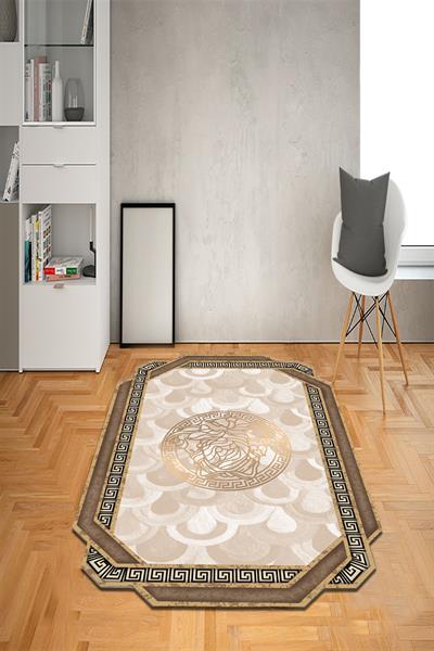 Kaymaz Taban Yıkanabilir Lazer Kesim Medusa Desenli Dot Taban Halı