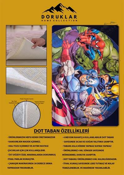 Kaymaz Taban Yıkanabilir Marvel Desenli Çocuk Halısı