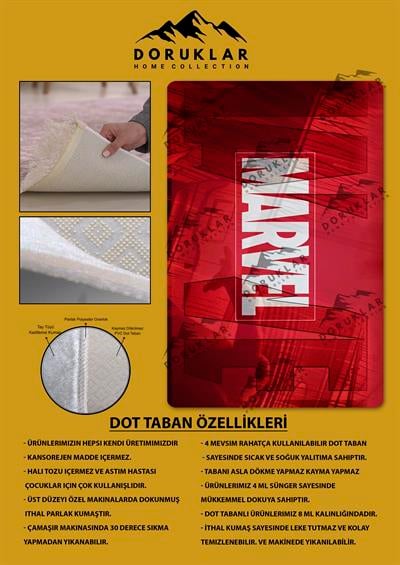 Kaymaz Taban Yıkanabilir Marvel Desenli Çocuk Halısı
