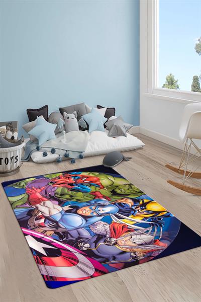 Kaymaz Taban Yıkanabilir Marvel Desenli Çocuk Halısı