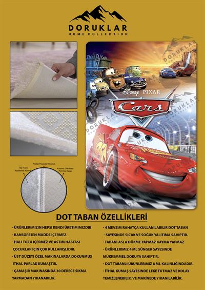 Kaymaz Taban Yıkanabilir McQueen Man Desenli Çocuk Halısı