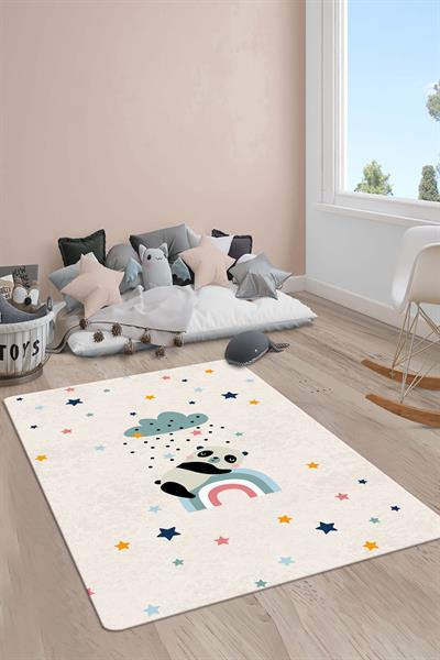 Kaymaz Taban Yıkanabilir Minimal Desenli Çocuk Halısı