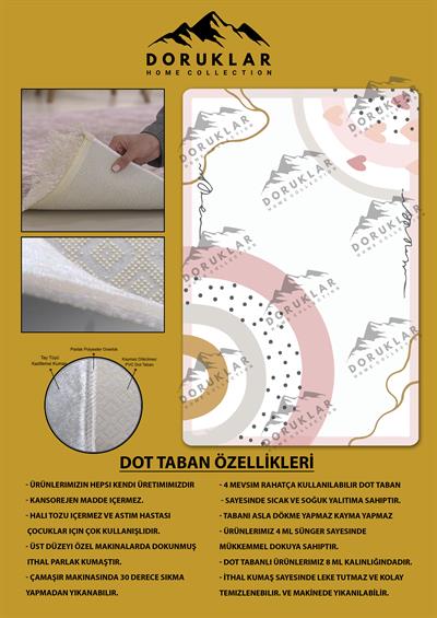 Kaymaz Taban Yıkanabilir Minimal Desenli Çocuk Halısı