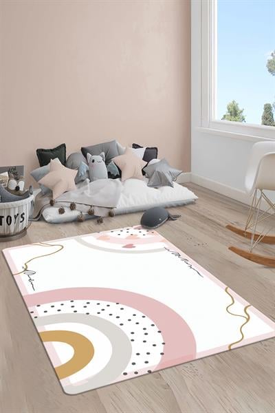 Kaymaz Taban Yıkanabilir Minimal Desenli Çocuk Halısı