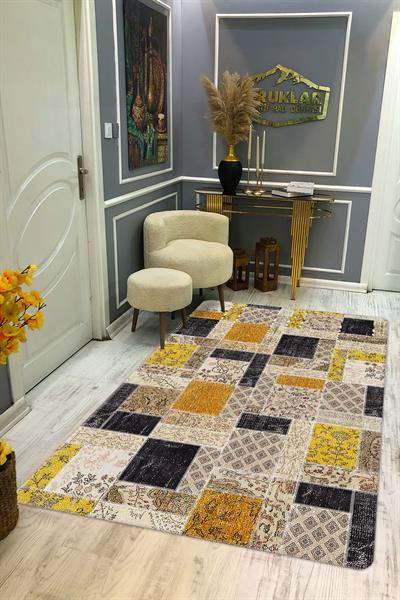 Kaymaz Taban Yıkanabilir Renkli Vintage Halı