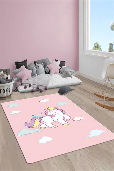 Kaymaz Taban Yıkanabilir Unicorn Desenli Çocuk Halısı