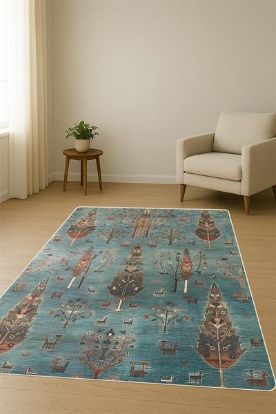 Kaymaz Taban Yıkanabilir Vintage Desen Halı H-0817