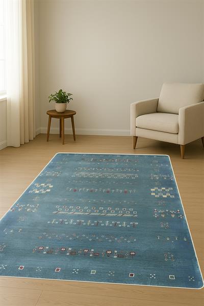 Kaymaz Taban Yıkanabilir Vintage Desen Halı H-0819