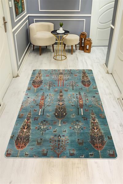 Kaymaz Taban Yıkanabilir Vintage Desen Halı H-0817
