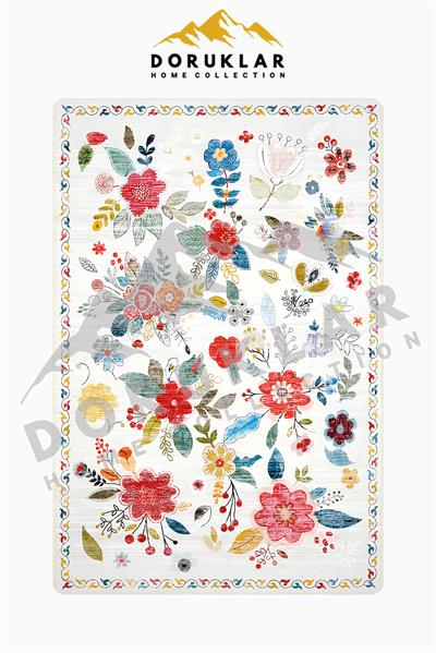 Kaymaz Taban Yıkanabilir Vintage Desen Halı H-0816