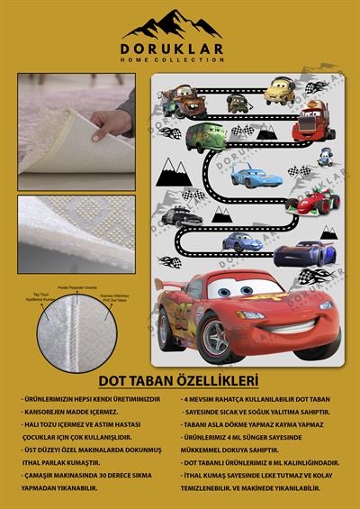 Kaymaz Taban Yıkanabilir Yol ve Araba Desenli Çocuk Halısı