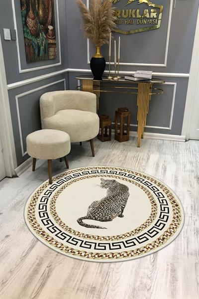 Kaymaz Tabanlı Makinede Yıkanabilir Dijital Baskı Leopar Desenli Dot Taban Halı