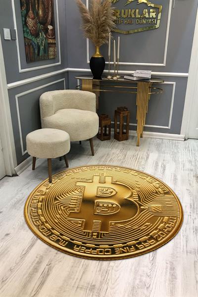 Kaymaz Tabanlı Makinede Yıkanabilir Dijital Baskı Bitcoin Desenli Dot Taban Halı
