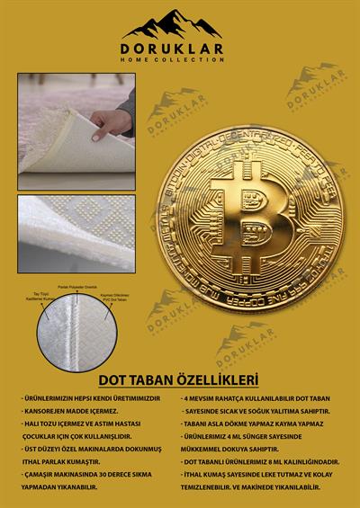 Kaymaz Tabanlı Makinede Yıkanabilir Dijital Baskı Bitcoin Desenli Dot Taban Halı