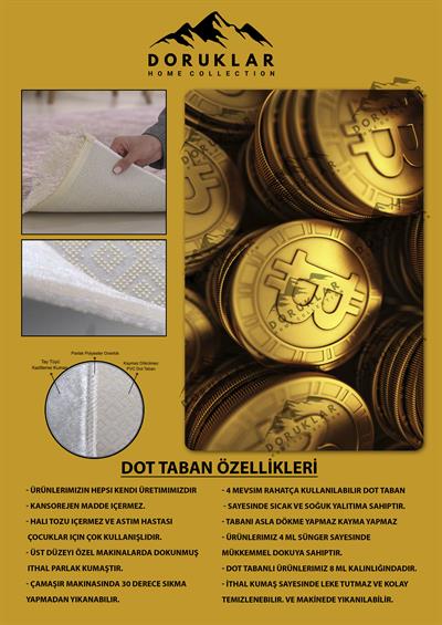 Kaymaz Tabanlı Makinede Yıkanabilir Dijital Baskı Bitcoin Desenli Dot Taban Halı