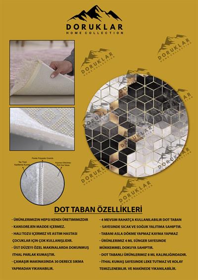 Kaymaz Tabanlı Makinede Yıkanabilir Dijital Baskı Modern Desenli Dot Taban Halı