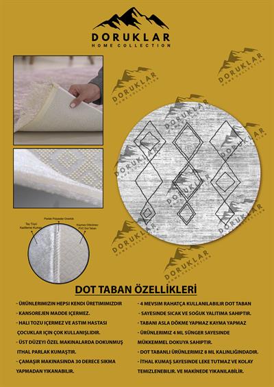 Kaymaz Tabanlı Makinede Yıkanabilir Dijital Baskı Modern Desenli Dot Taban Halı